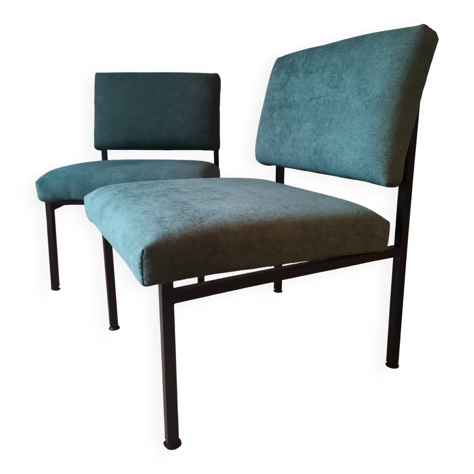 Green 1960s armchairs