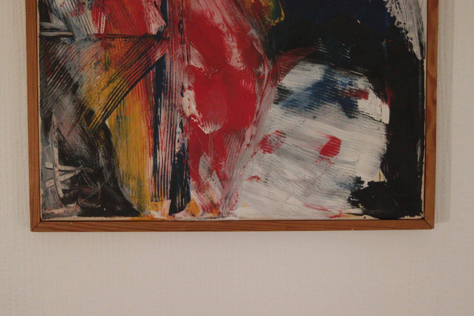 Original Swedish Oil on Canvas – “Abstract” by KB – Vintage & Framed  49 ×