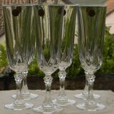 6 crystal champagne flutes from ARQUES. AUTEUIL model.