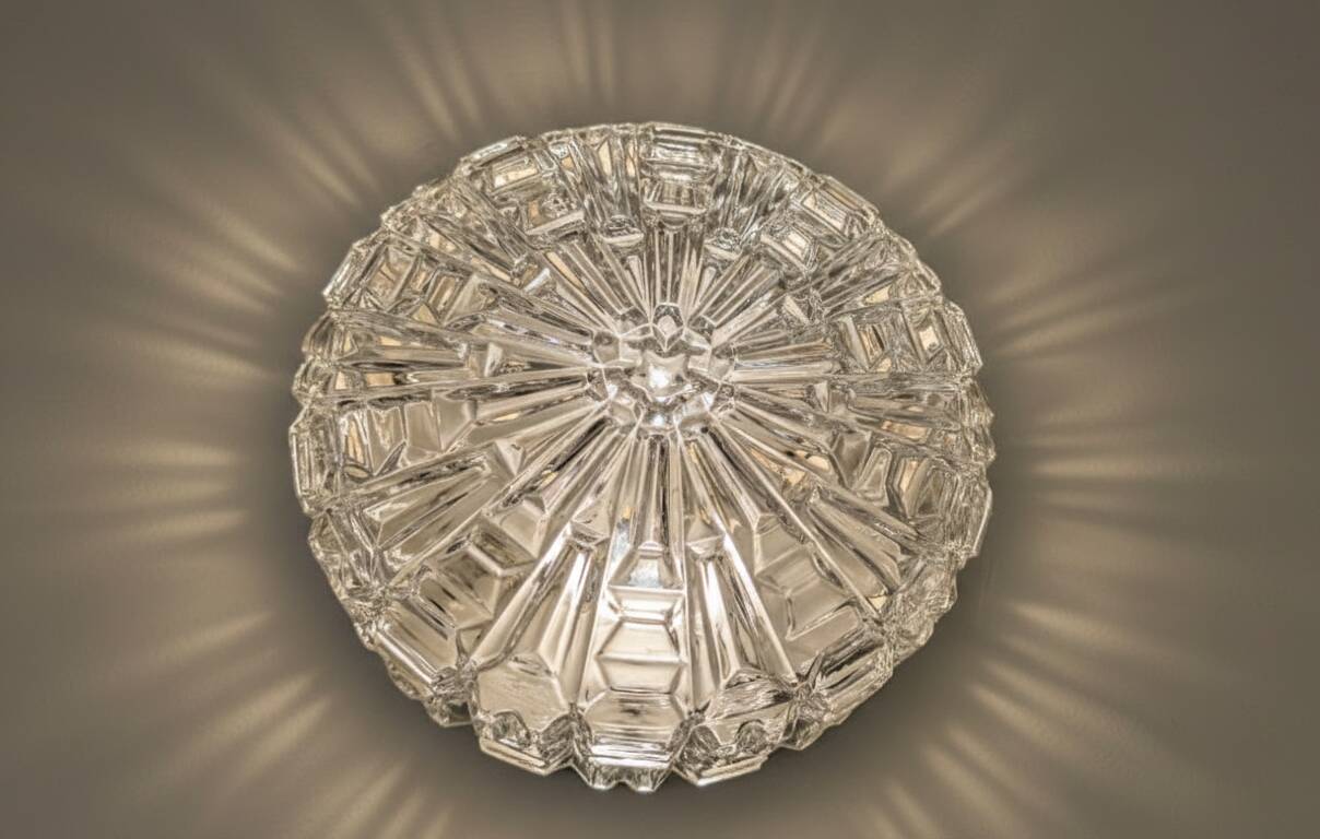 Pair of Space Age ceiling lights in sculpted glass – 1960s design