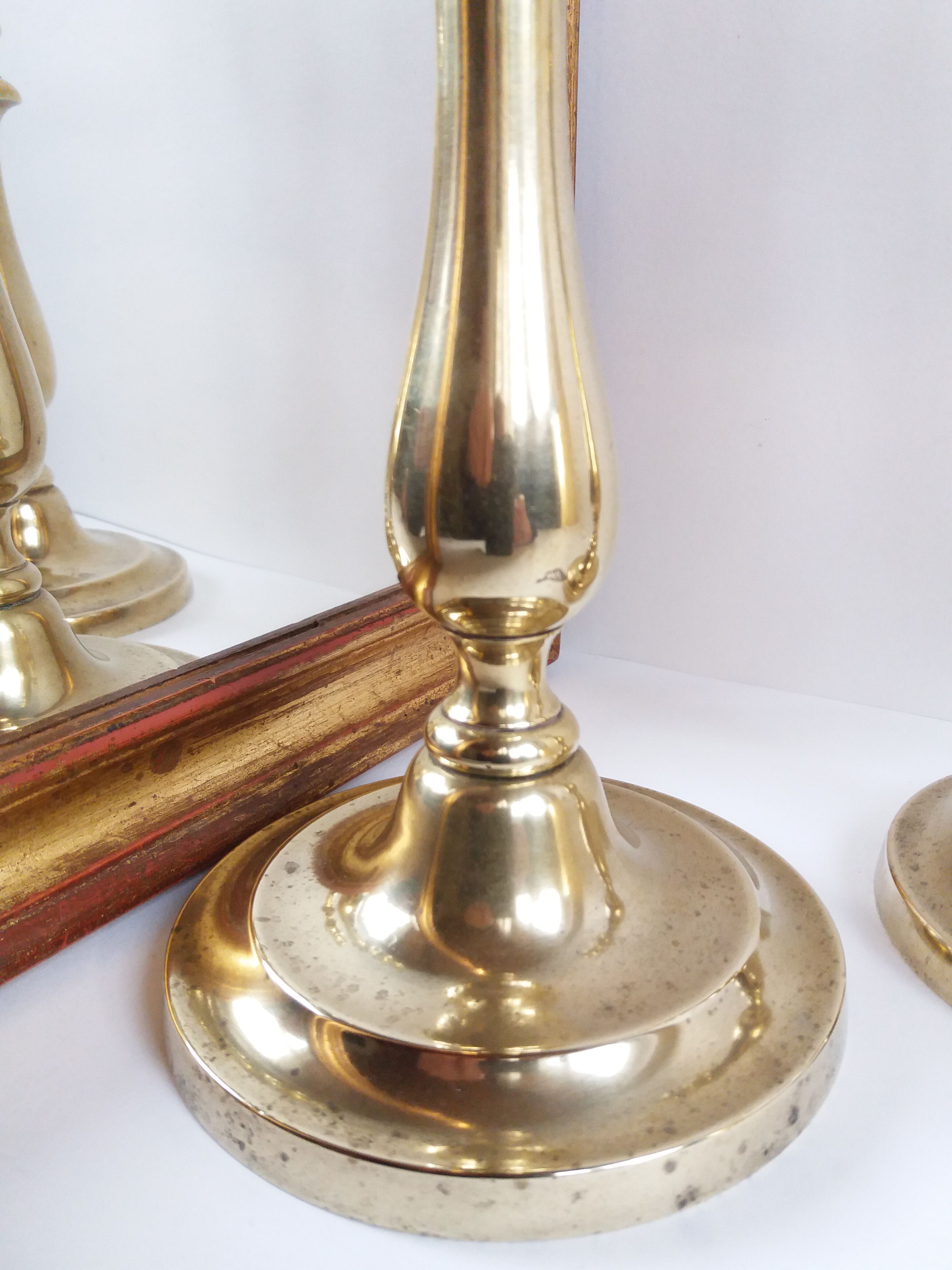 Pair Golden Brass Candlesticks