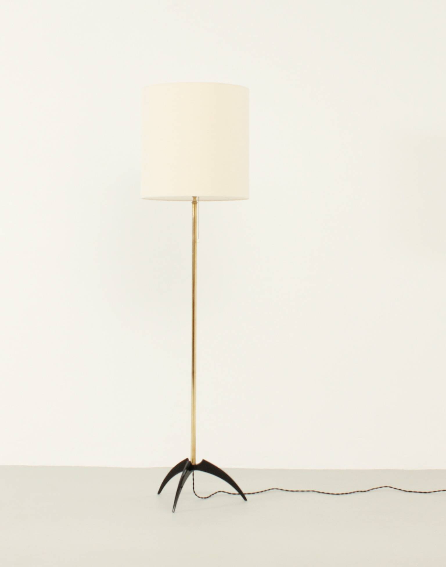 Brass and lacquered metal floor lamp, Spain, 1950s