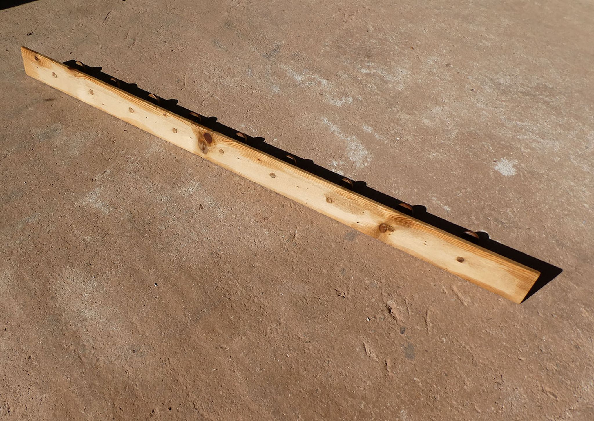 School wall coat - solid wooden rail of 10 patères