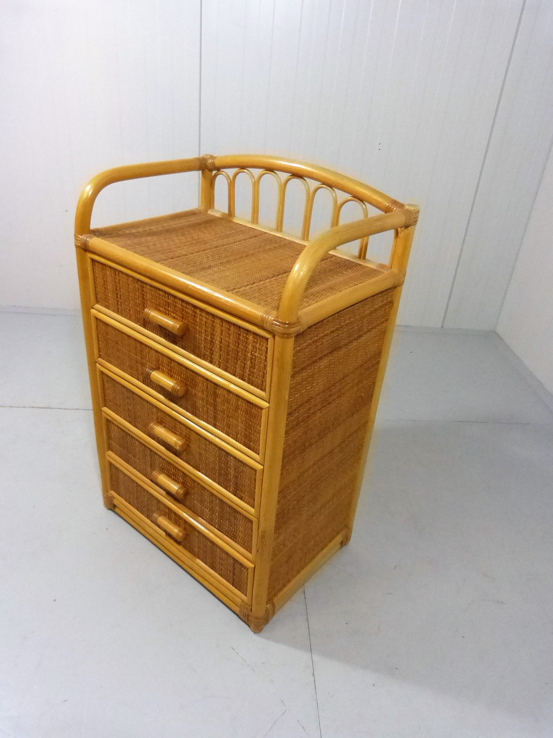 Rattan & wicker chest of drawers, 1980’s