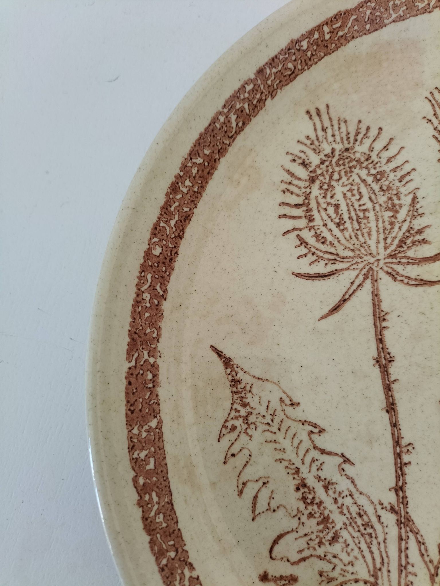 A pair of vintage plates with a rust-brown thistle design – 1950s.
