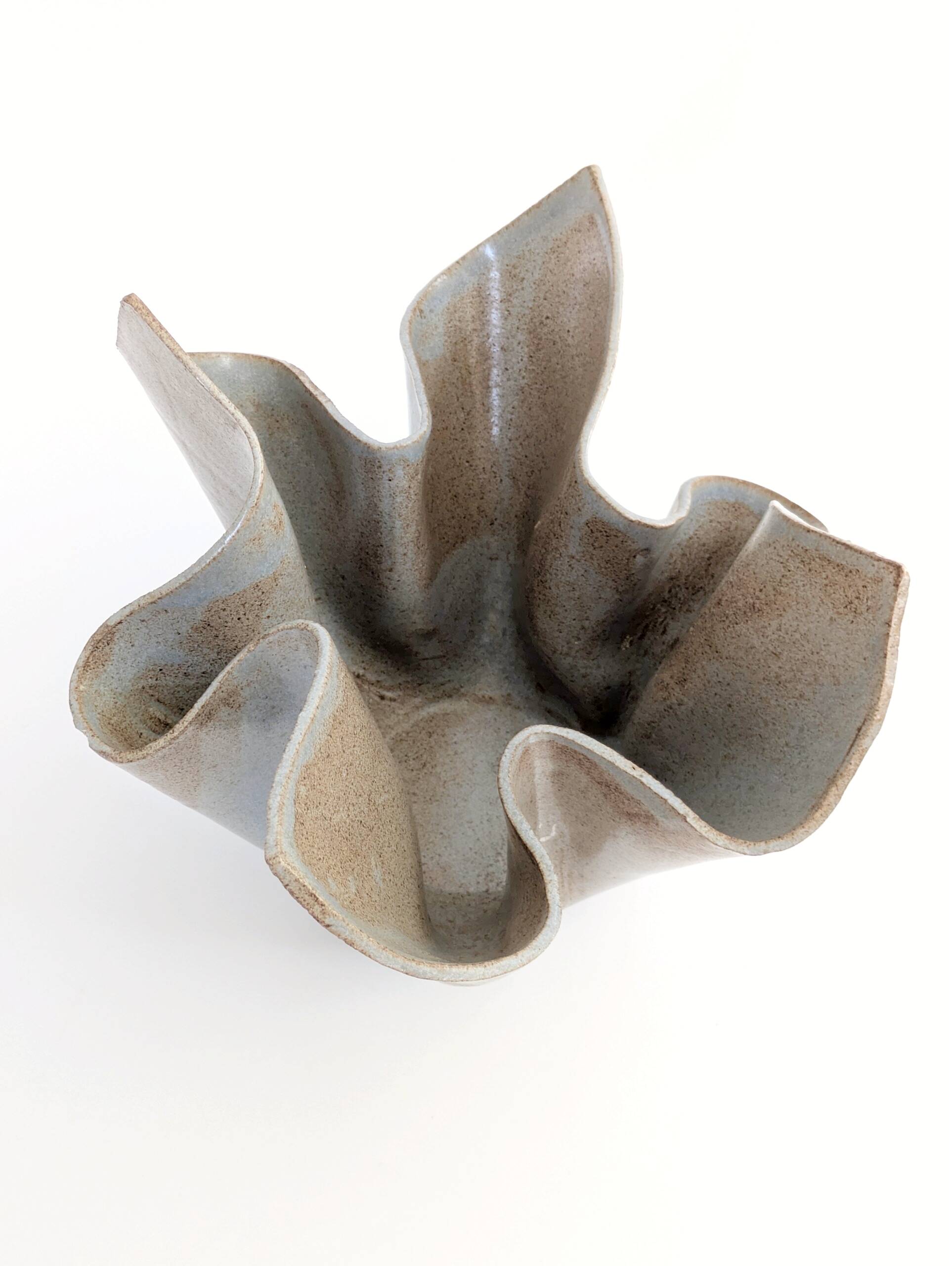Vintage Willy Guhl style folded ceramic vase, 1960s