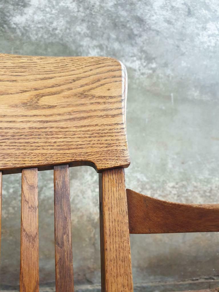 Antique office chair oak adjustable with green leather