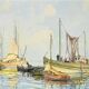 Oil Painting on Hardboard “Trawler and Tuna Boats”, signed G.Lhermitte – Mid 20th century