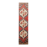 Vintage Turkish Oushak Handmade Wool Cotton Red Runner Rug 73x330