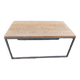 Solid wood living room coffee table with patinated metal legs