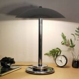 Mushroom lamp, chrome metal saucer, Aluminor, France, 1970