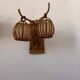 Vintage pair of rattan wall lights, France, 1950.