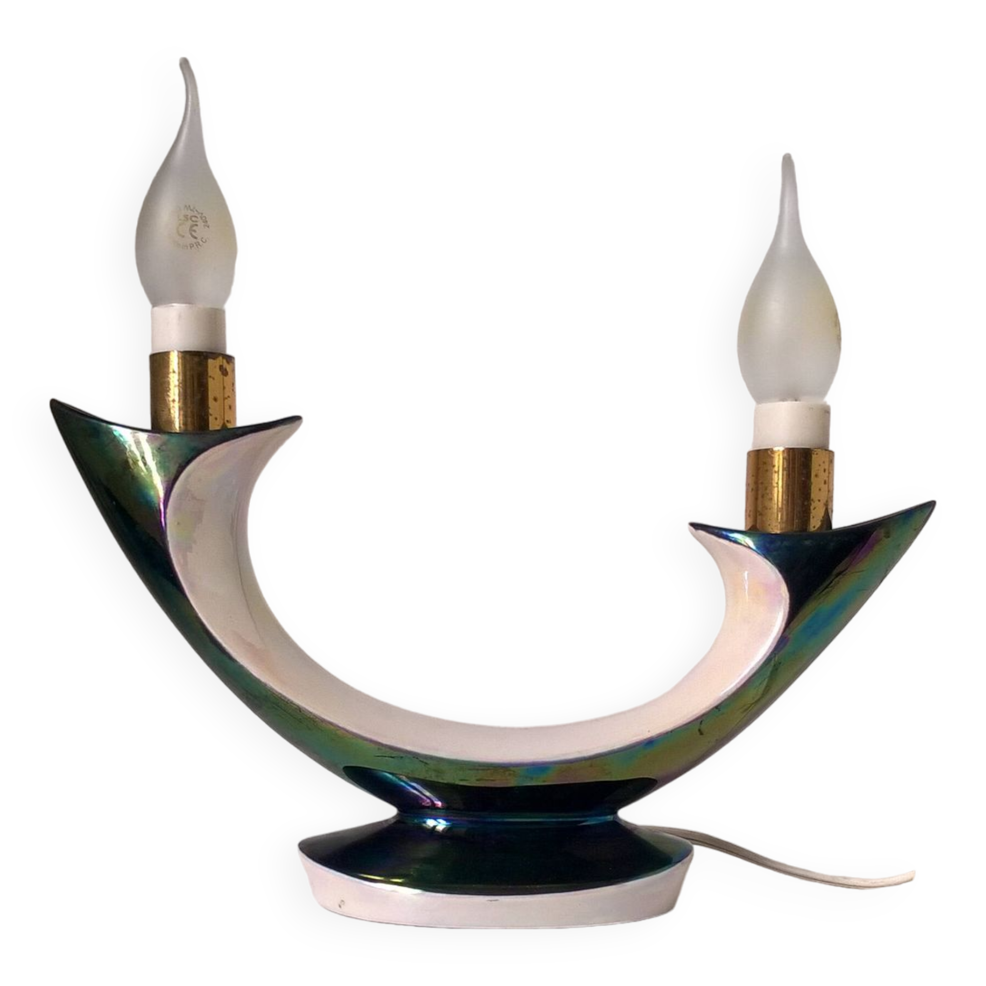 Iridescent ceramic lamp by Verceram France c.1960