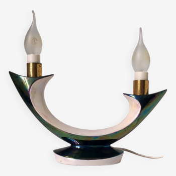 Iridescent ceramic lamp by Verceram France c.1960