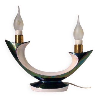 Iridescent ceramic lamp by Verceram France c.1960