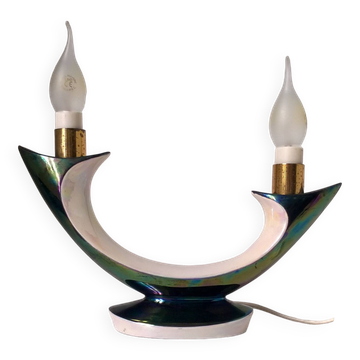 Iridescent ceramic lamp by Verceram France c.1960