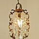 French antique small brass crystal & glass single light cage chandelier 3277