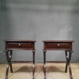 Pair of bedside tables with X-shaped base