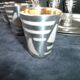 Liqueur service, silver-plated metal shot.