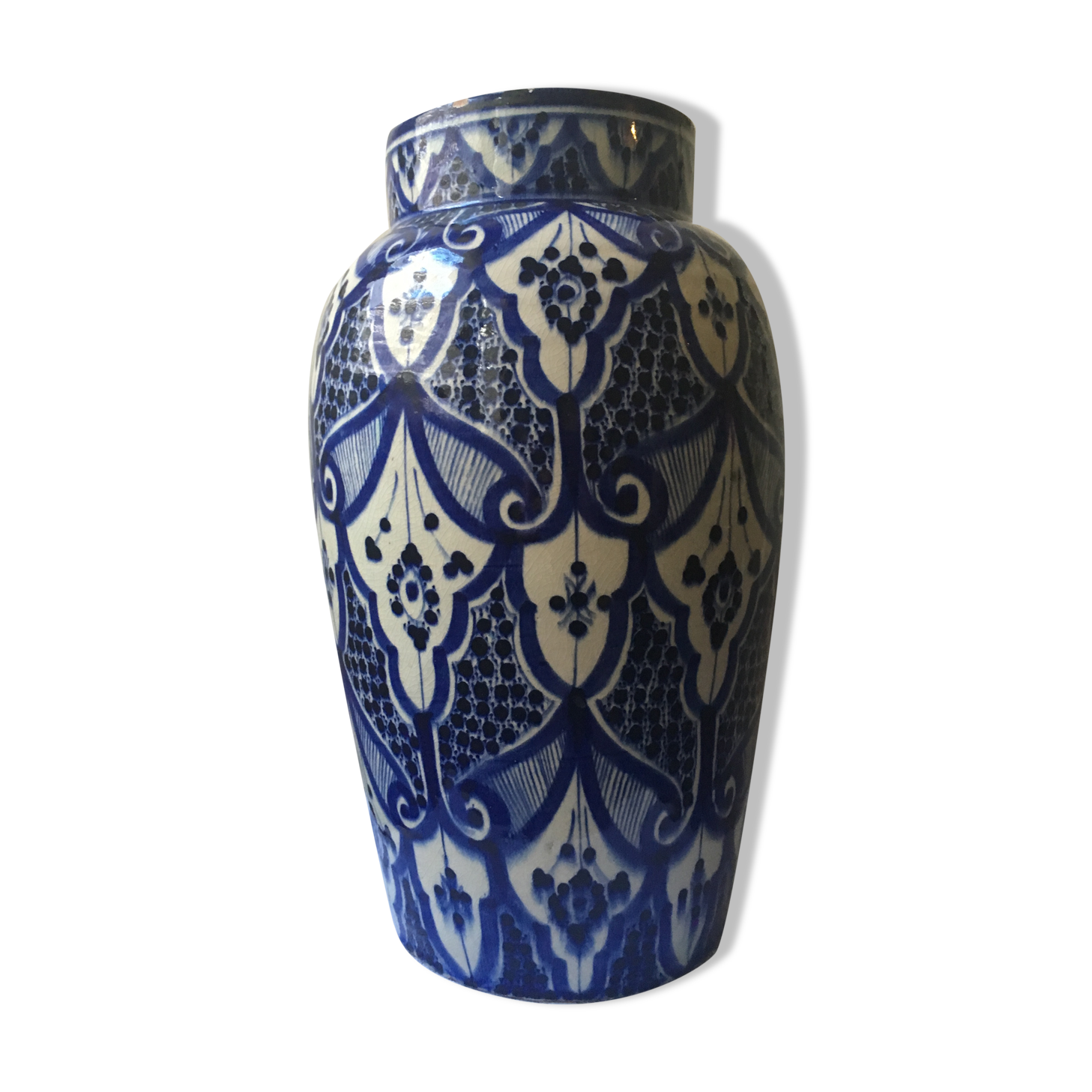 Large blue vase in Moroccan ceramic from Safi