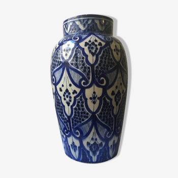 Large blue vase in Moroccan ceramic from Safi