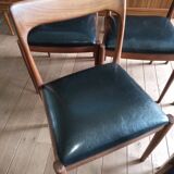 Lot of 6 Scandinavian chairs wood and skai