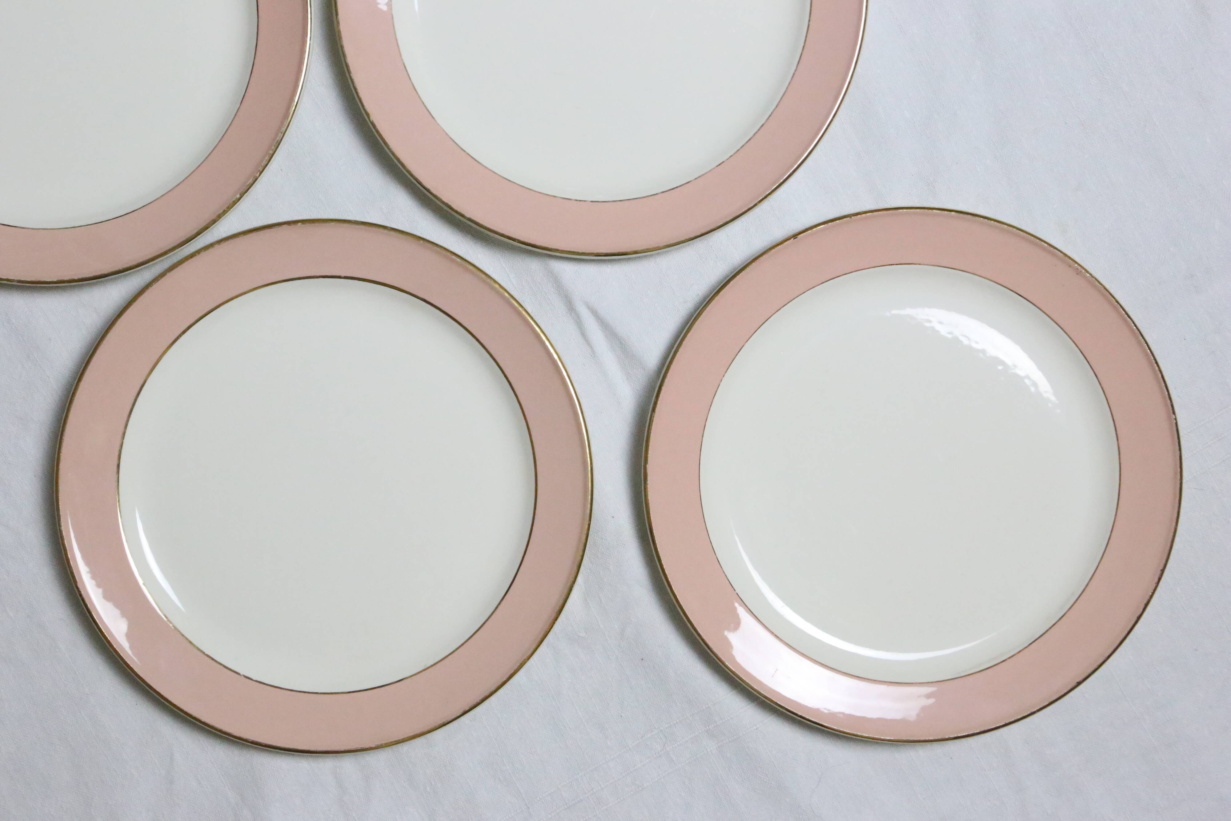 Deep plate service x6, Santos service, pink, Villeroy and Boch, vintage