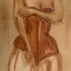 Signed pastel painting, female portrait, Belle Epoque “The Corset”