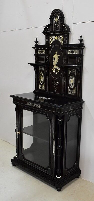 Ceremonial showcase in blackened pearwood, Napoleon III period - 1850
