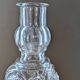Legras candlestick in molded glass with faces in relief, vintage carafe