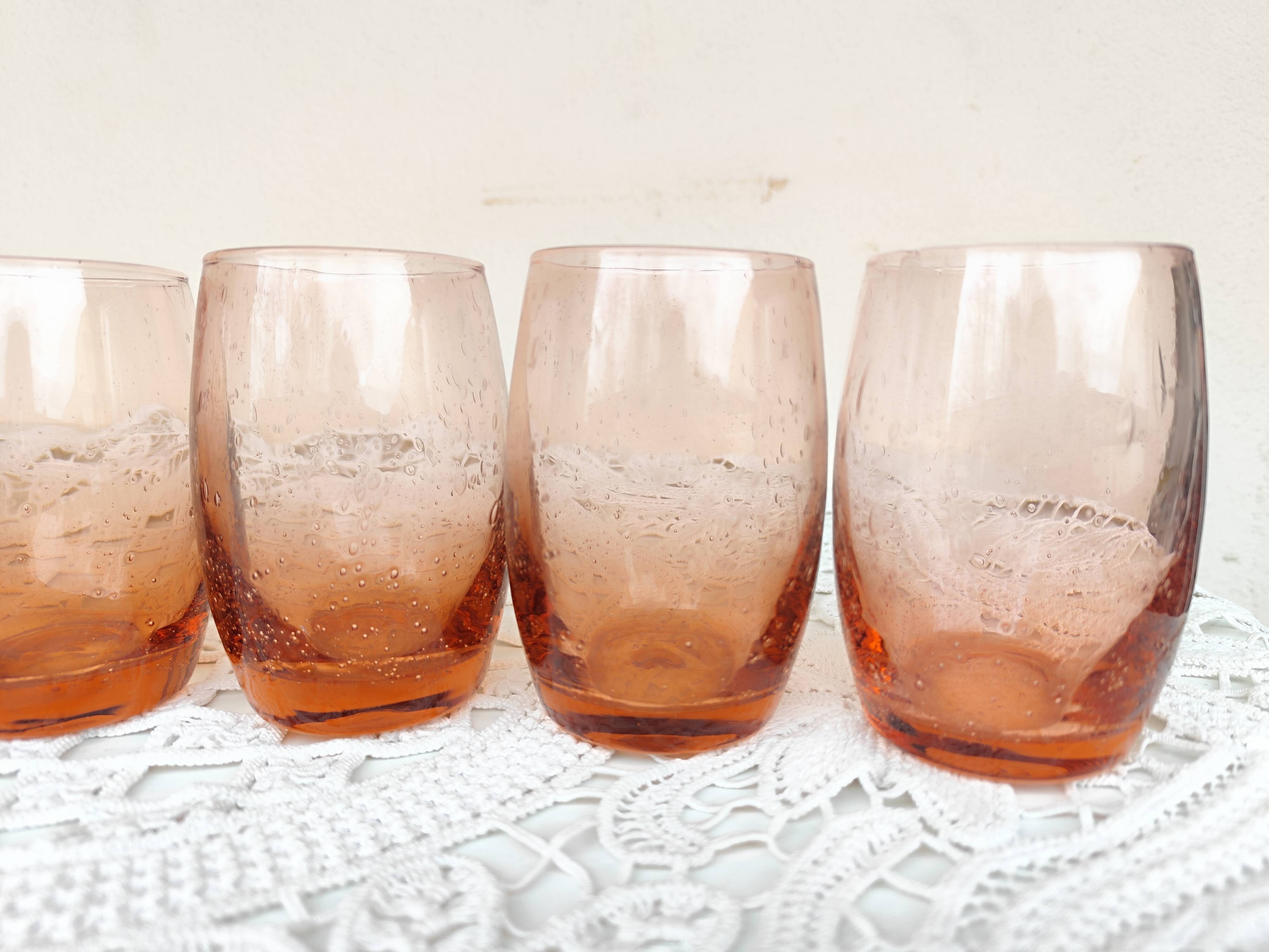 Handmade pink soufflé glasses