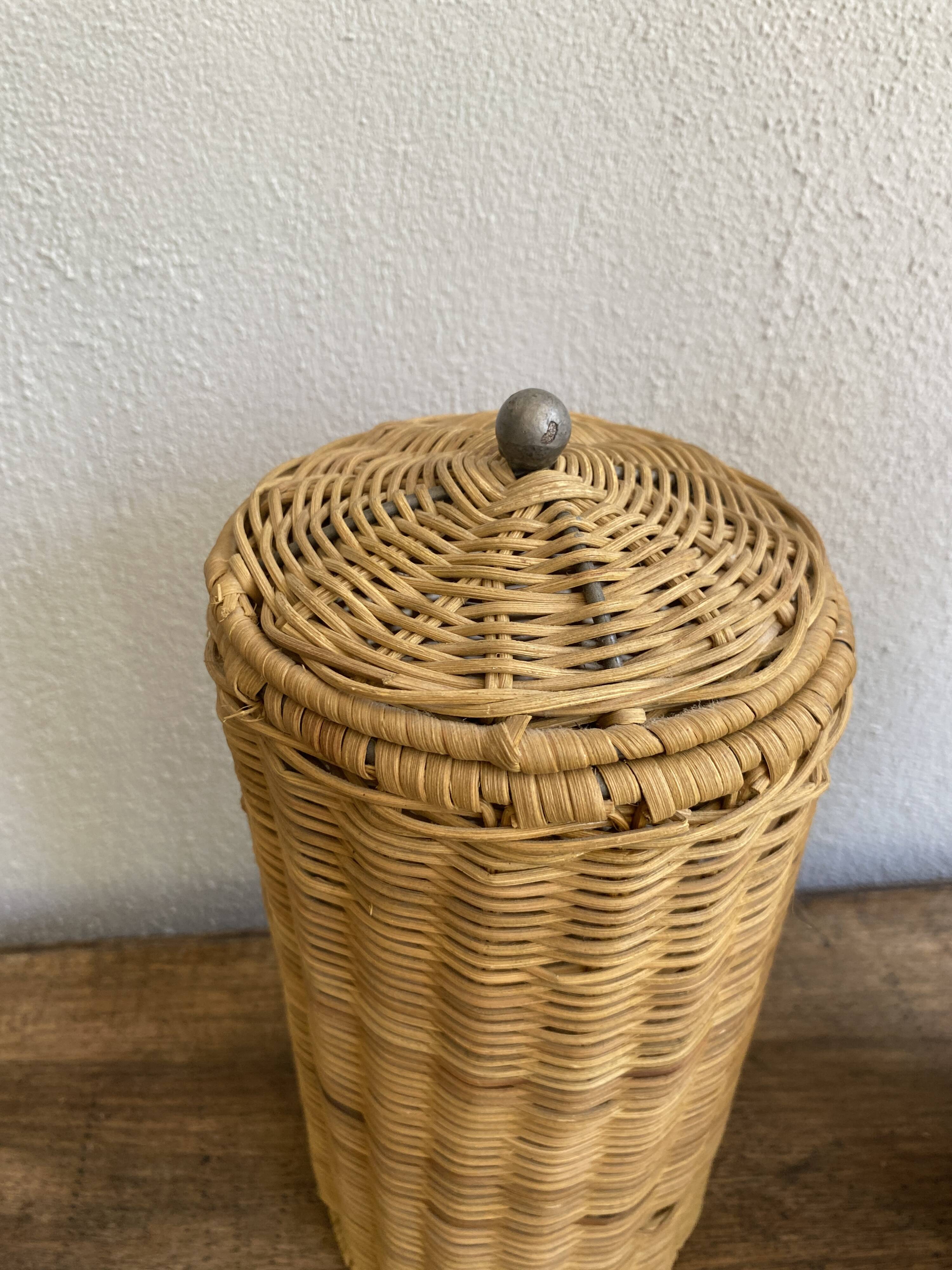 Tall box with woven straws