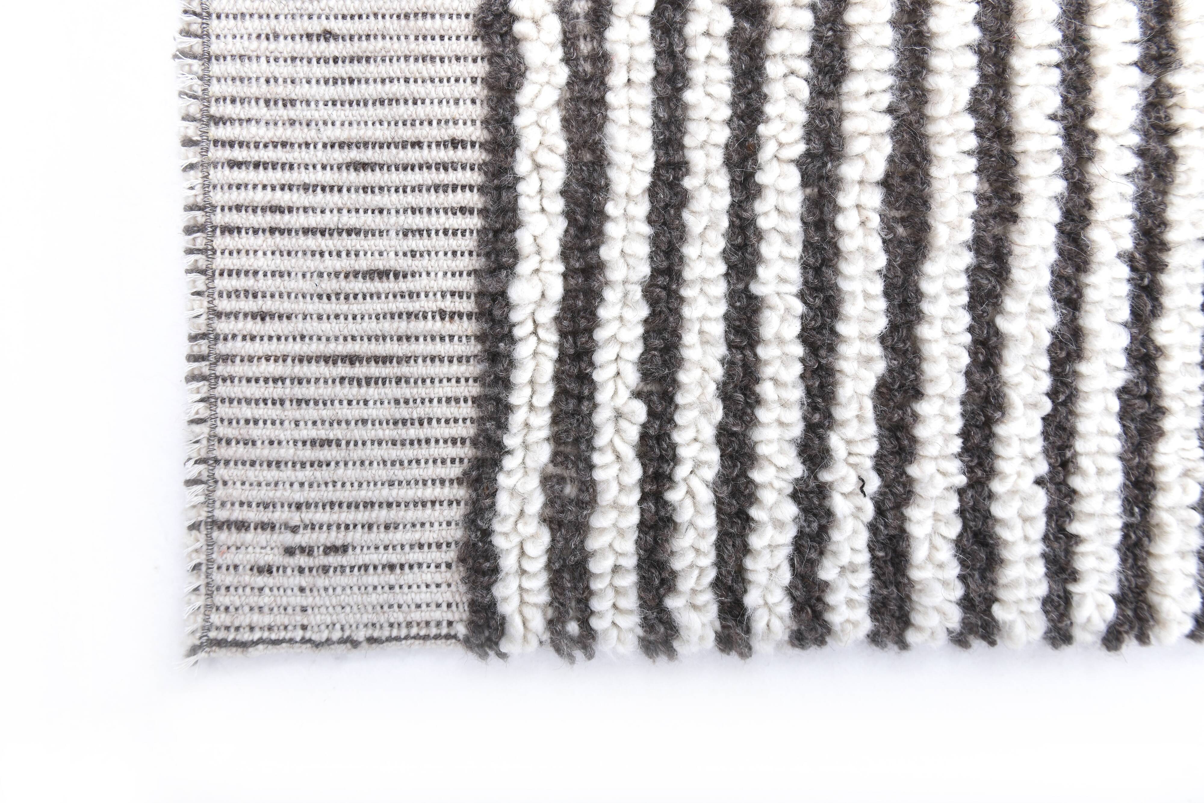 4x10 Brown & White Striped Vintage Runner Rug, 131x303Cm