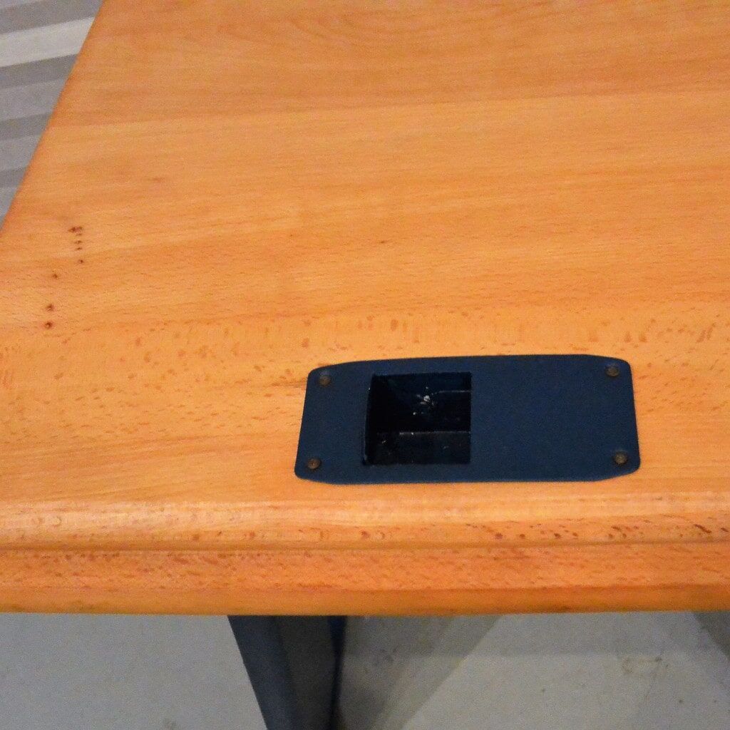Bureau bois/bleu et chaise