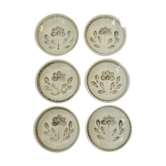 Lot of 6 hollow plates Jocelyne Atelier d'Art de Sarreguemines
