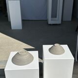 Duo of gray Indonesian ceramic bowls or salad bowls