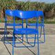 Ensemble de 3 chaises pliantes vintage TED IKEA bleues des années 1980 Nield Gammelgaard.
