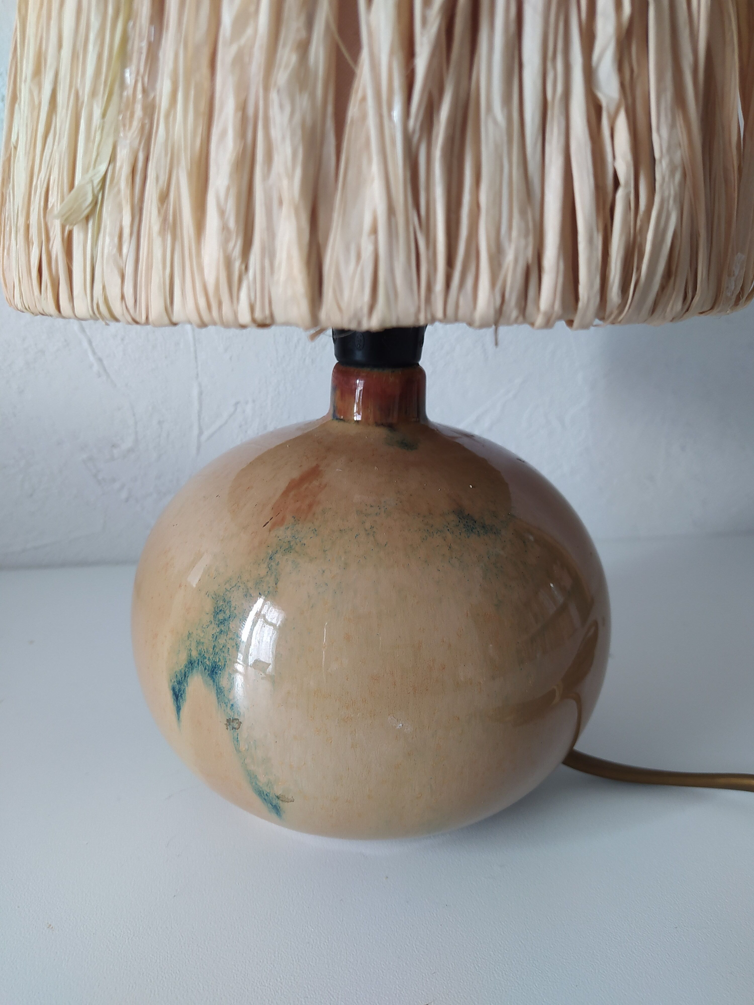 small bedside lamp gres enamelled rafia