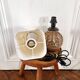 Lampe boule rotin et herbier