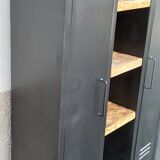 Black metal cabinet 2 doors and shelves