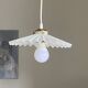 Vintage pleated white opaline glass pendant light.