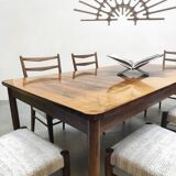 Vintage Dutch design dining set ladder back chairs & table