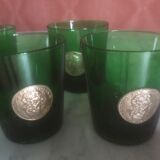 Lot de 7 verres verts italiens de byrrh