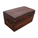 Old wooden trunk covered leather travel chest