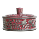 Boch Frères Keramis Rosa bowl with lid, flowers and butterflies in silver glaze.