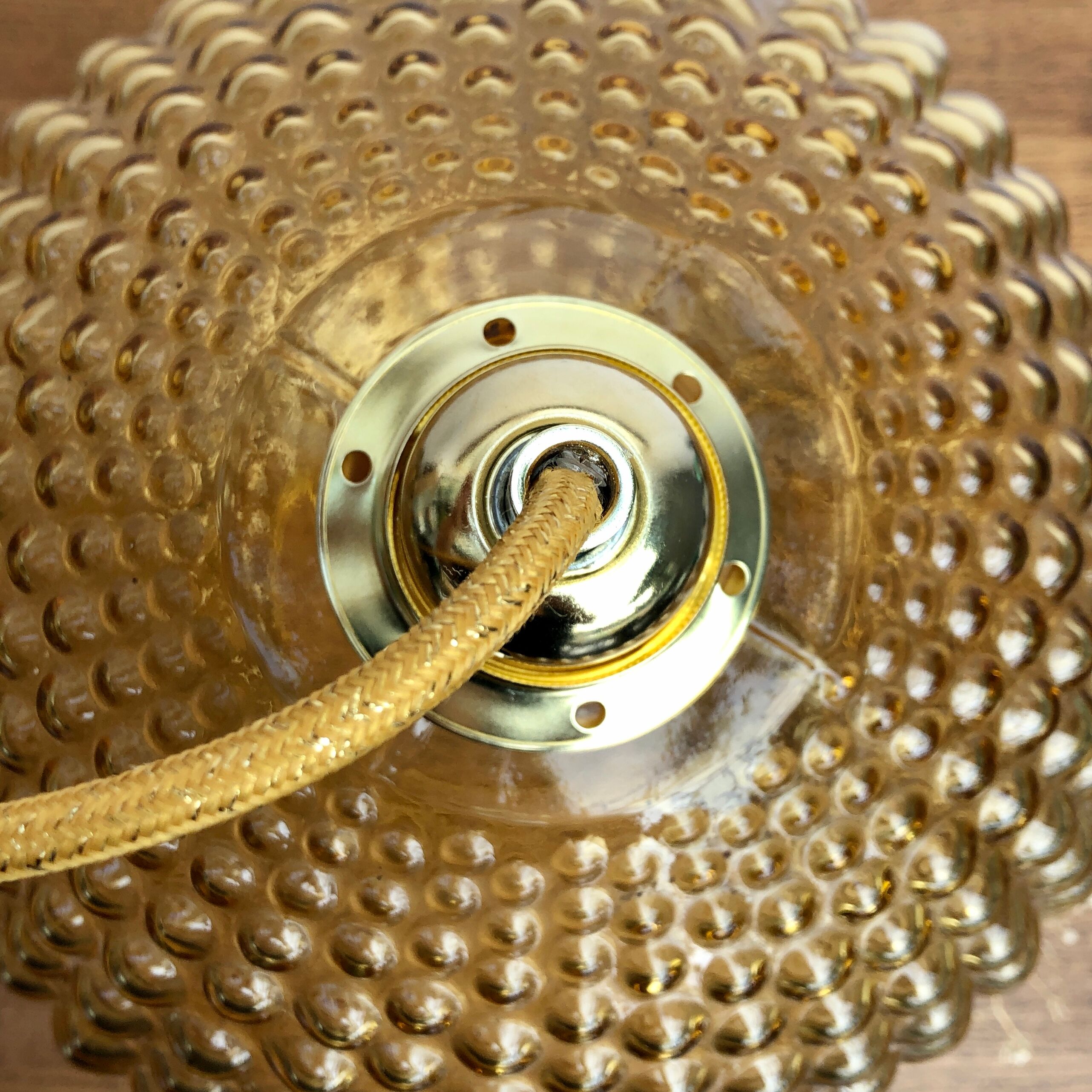 Vintage amber glass hanging lamp