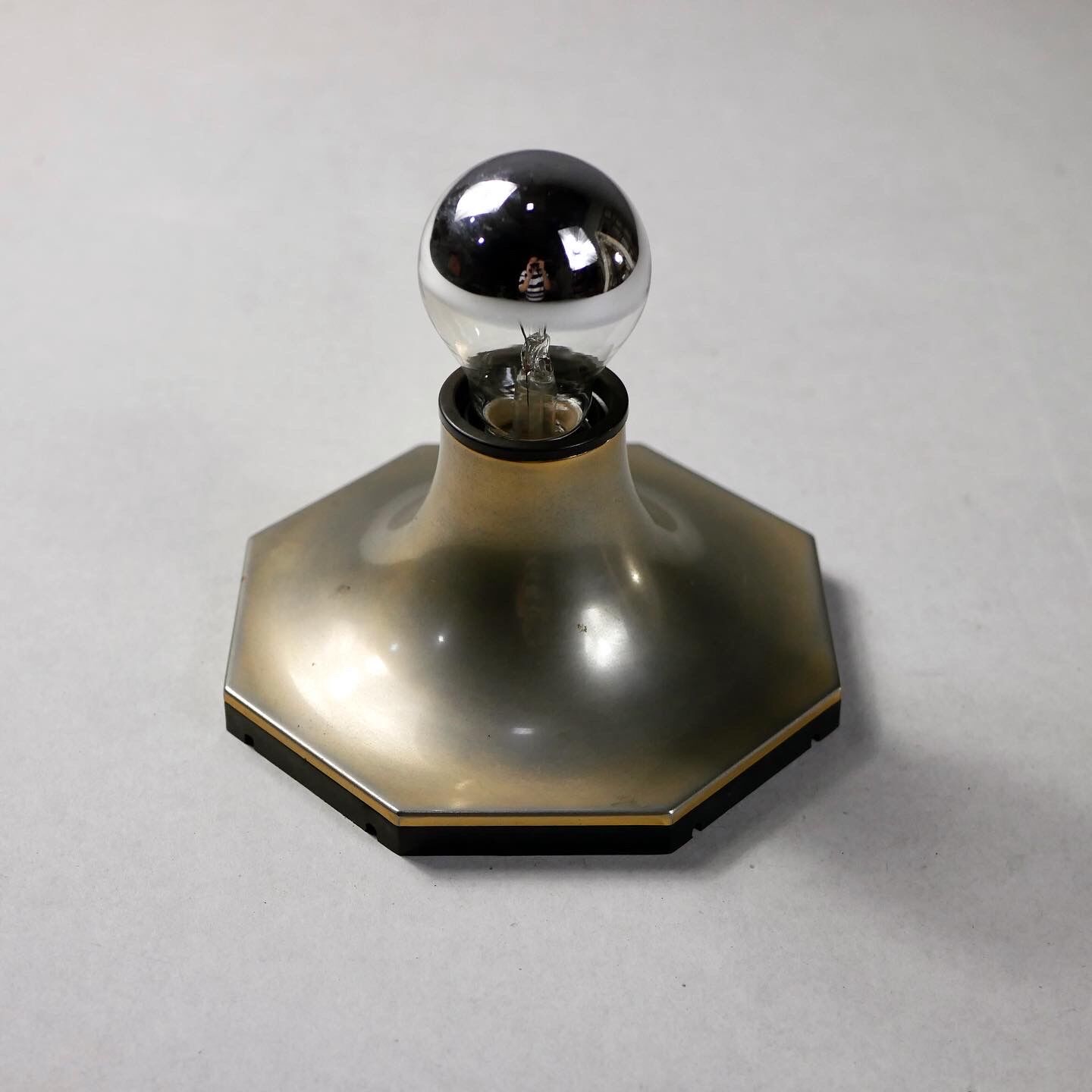 Octagonal silver brass wall lamp Motoko Ishii