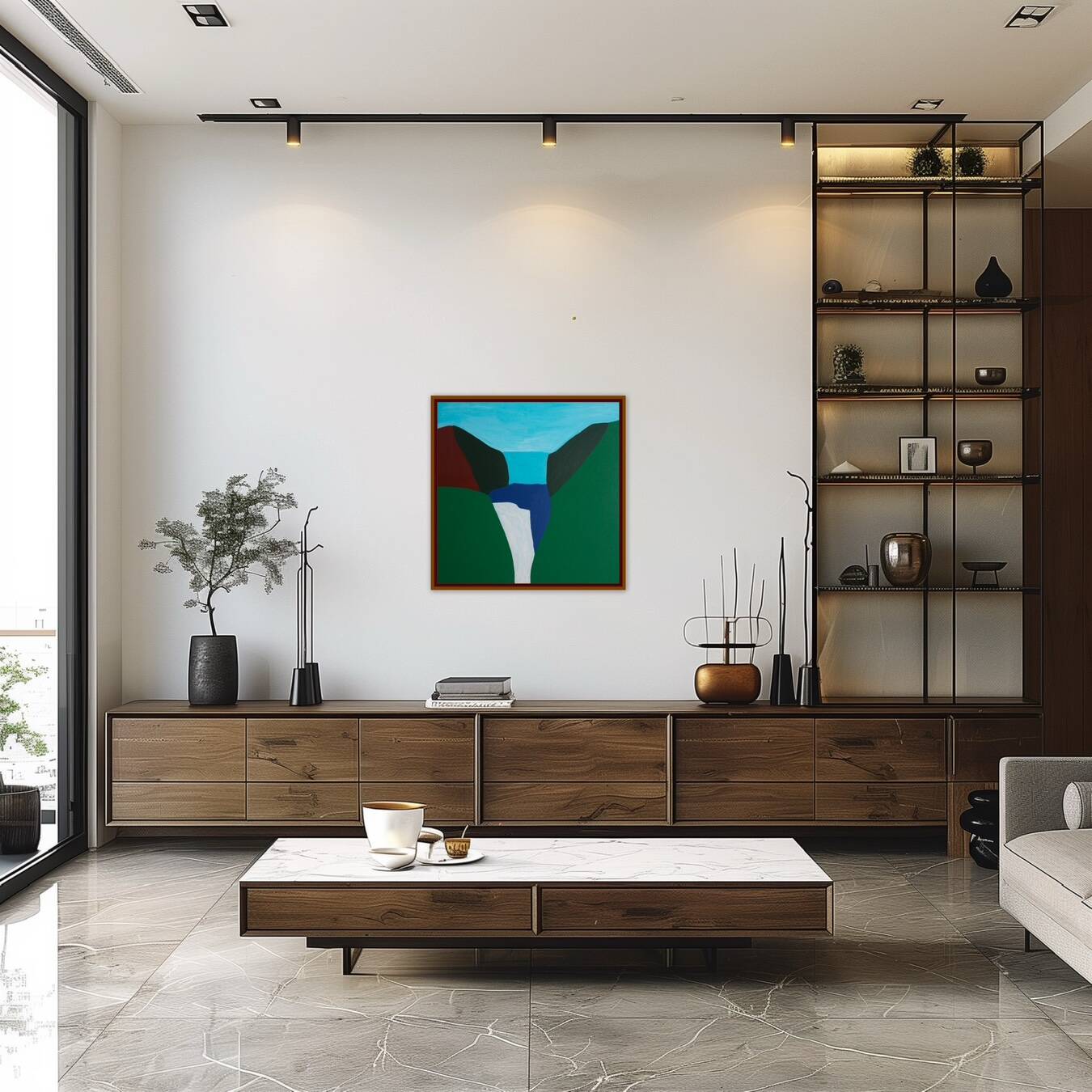 Canvas painting "Waterfall" signed