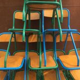 Lot of 11 school chairs from the 70
