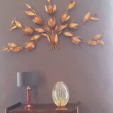 Monumental Vintage Wall Lamp with Golden Leaf Decor by Hans Kögl, 1960s